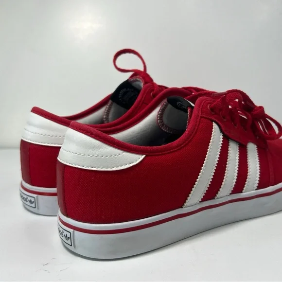 adidas Red Canvas Low-Profile Sneakers with White Stripes - Picture 9 of 13
